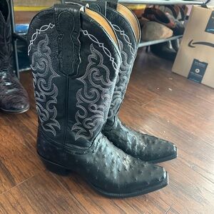 SALE Cowboy boots by Lucchese in black ostrich